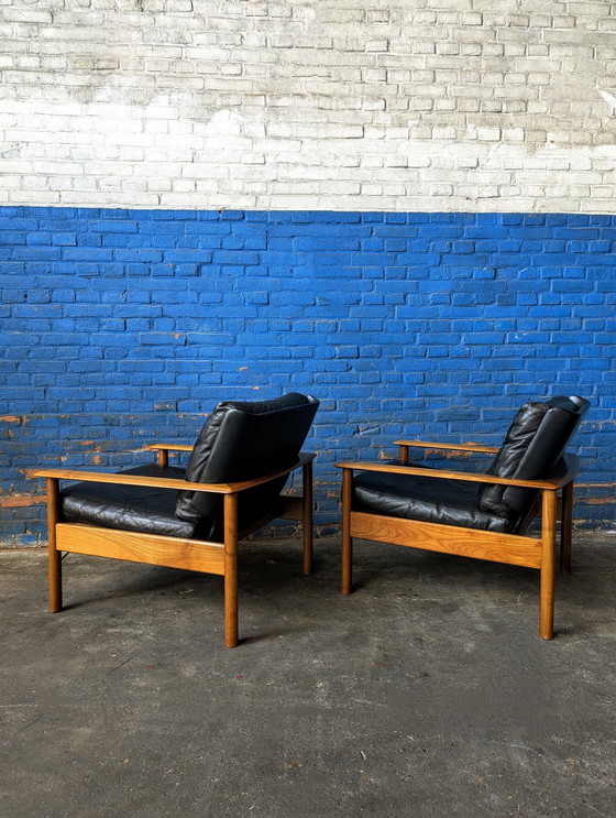 Image 1 of 2 Midcentury Leather Lounge Chairs 1960S