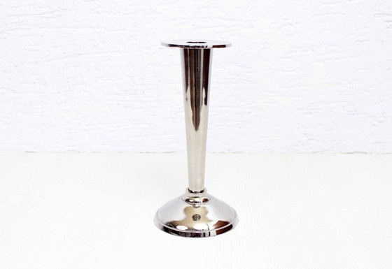 Image 1 of CP stamped chromed metal candle holder