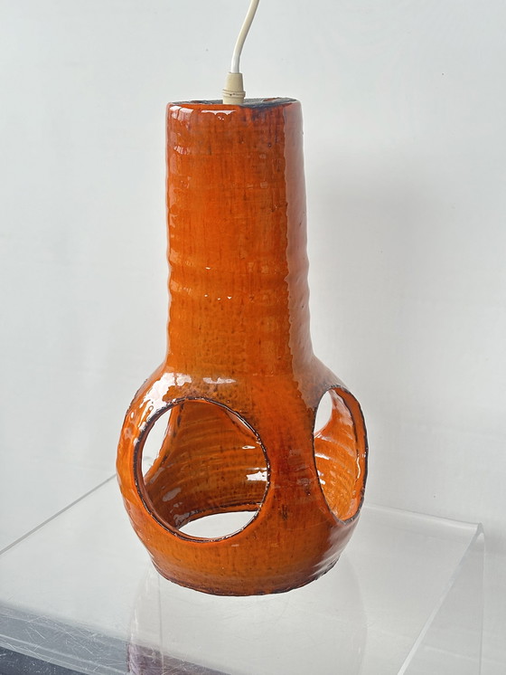 Image 1 of Lampada a sospensione Space Age Hot Lava in ceramica anni '70, lampada vintage di metà secolo 