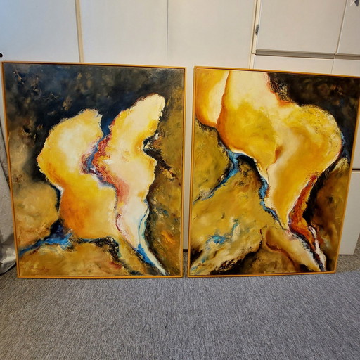 Marian Bax Oil Painting Diptych - Emergence