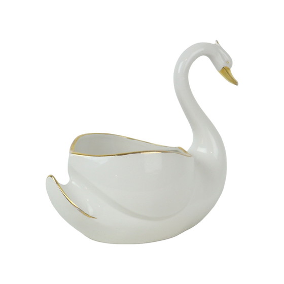 Image 1 of Porcelain Swan Flower Pot