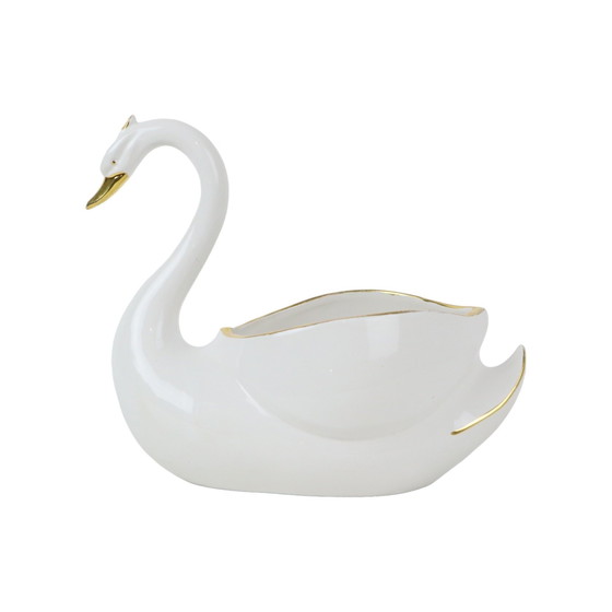 Image 1 of Porcelain Swan Flower Pot