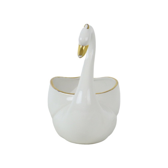 Image 1 of Porcelain Swan Flower Pot