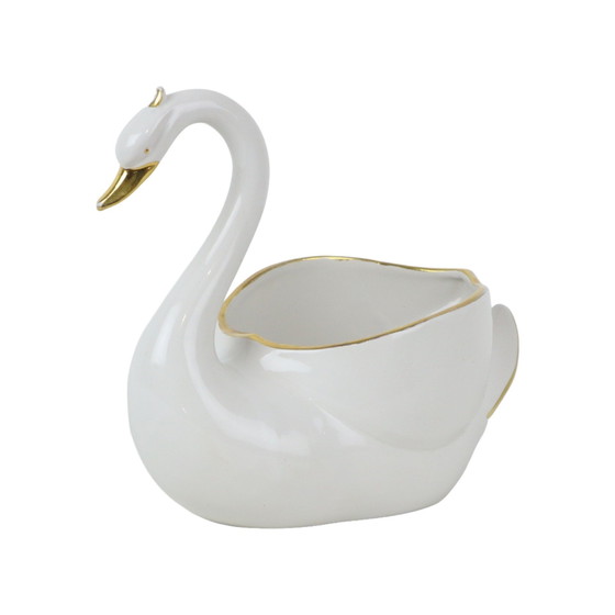 Image 1 of Porcelain Swan Flower Pot