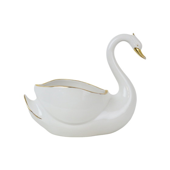 Image 1 of Porcelain Swan Flower Pot