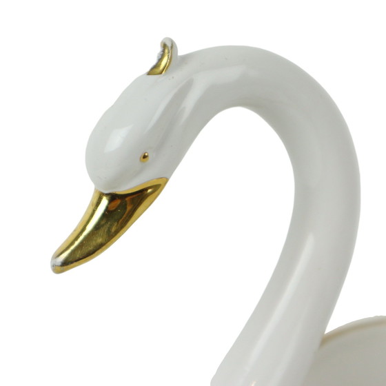 Image 1 of Porcelain Swan Flower Pot