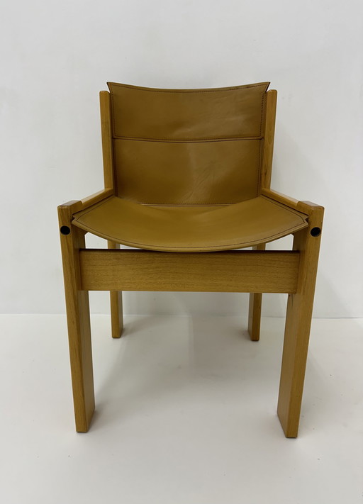 1970s chair ibisco Italy saddle leather wood