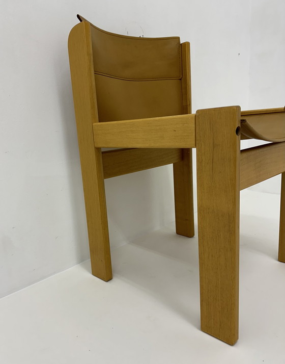 Image 1 of 1970s chair ibisco Italy saddle leather wood