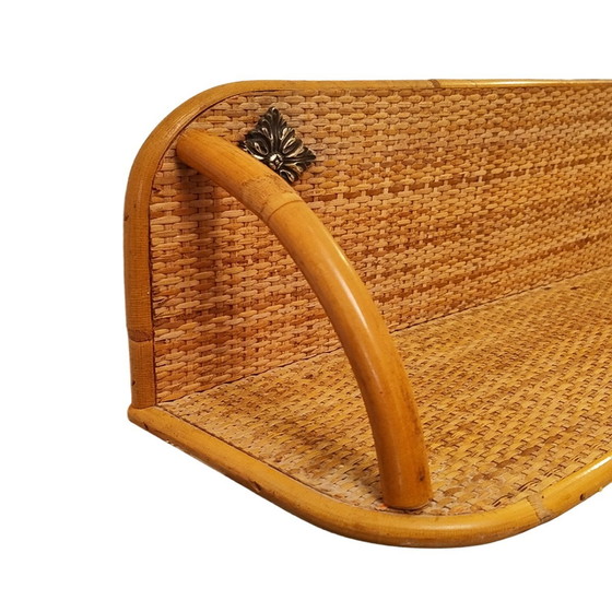 Image 1 of 1960S Gorgeous Bamboo And Rattan Mirror And Console. Made In Italy