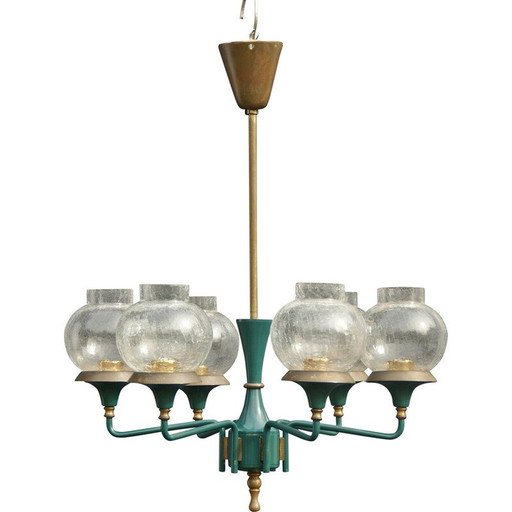 Vintage brass chandelier by Kaiser-Leuchten, Germany 1960