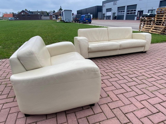 Image 1 of Beautiful Real Leather 3 + 1.5 Seater Sofa Set