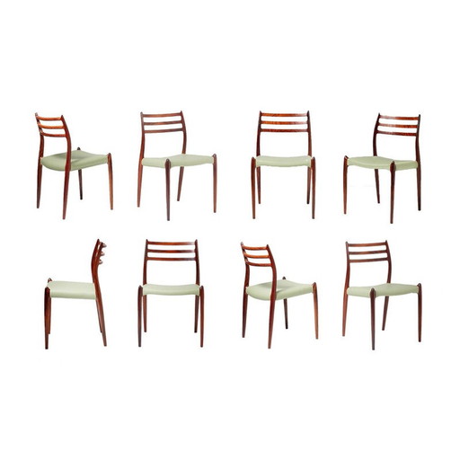 Set of 8 Rosewood Model 78 Dining Chairs by Niels Moller, 1962