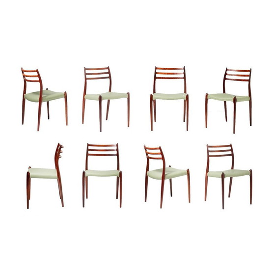 Image 1 of Set of 8 Rosewood Model 78 Dining Chairs by Niels Moller, 1962