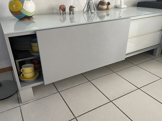 Image 1 of 1X Modern Sideboard With Milky Glass Top