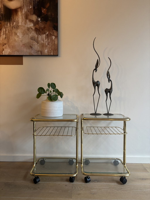 Gold Trolley Serving Table 1980s