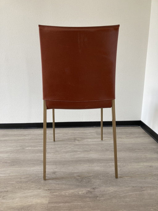 4x Zanotta leather dining chair