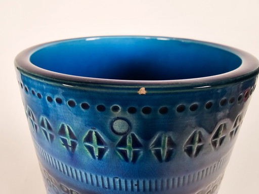 Bitossi - Aldo Londi - Rimini Blue - Flavio Montelupo - X L cylinder vase - signed - 3rd quarter 20th century