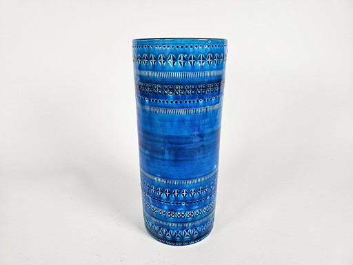 Bitossi - Aldo Londi - Rimini Blue - Flavio Montelupo - Vase cylindrique X L - signé - 3e quart du 20e siècle