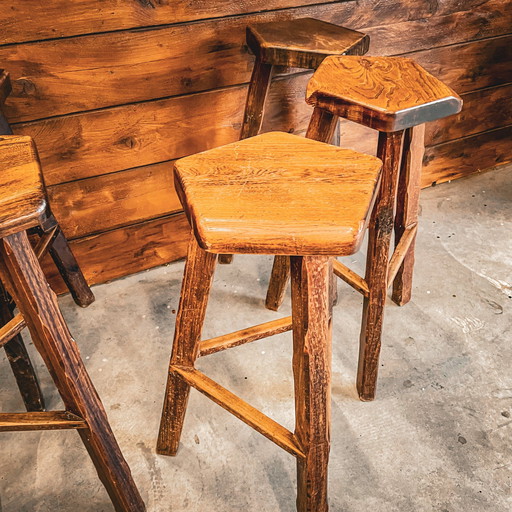 3x Brutalist Elm Stool by Aranjou