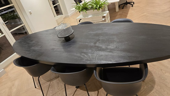 Image 1 of Black Wooden Meeting Table – Mango Wood