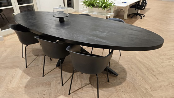 Image 1 of Black Wooden Meeting Table – Mango Wood