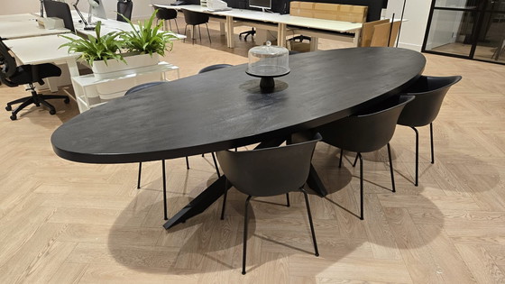 Image 1 of Black Wooden Meeting Table – Mango Wood