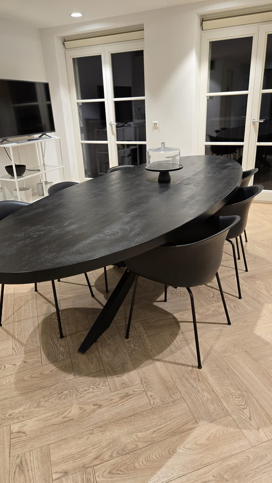 Image 1 of Black Wooden Meeting Table – Mango Wood