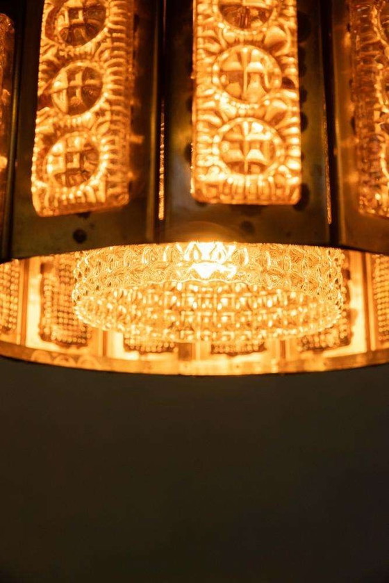 Image 1 of Lampada a sospensione in vetro vintage, design danese, lampada a sospensione di metà secolo