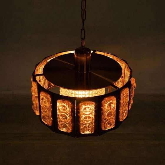 Image 1 of Lampada a sospensione in vetro vintage, design danese, lampada a sospensione di metà secolo
