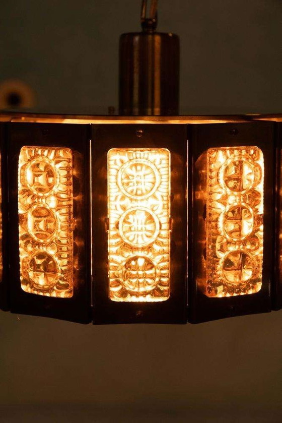 Image 1 of Lampada a sospensione in vetro vintage, design danese, lampada a sospensione di metà secolo