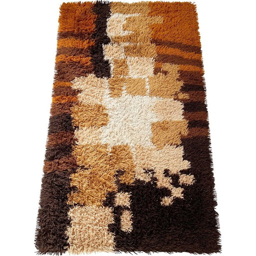 Alfombra vintage multicolor de pelo largo Rya de Desso, Países Bajos, década de 1970