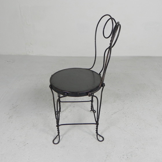 Image 1 of Ornate steel American ice cream parlor chair, 1940s