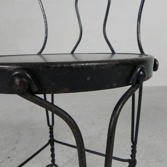 Image 1 of Ornate steel American ice cream parlor chair, 1940s