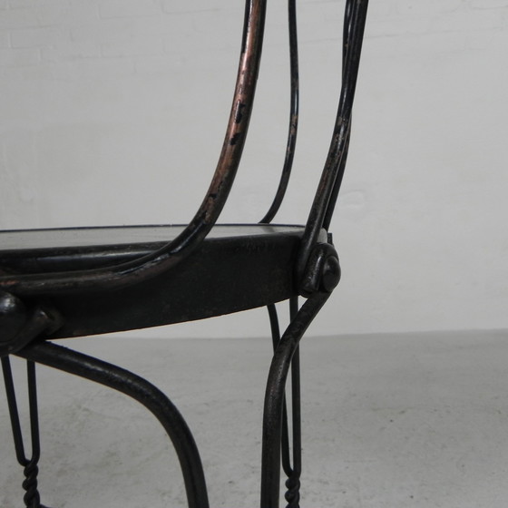 Image 1 of Ornate steel American ice cream parlor chair, 1940s