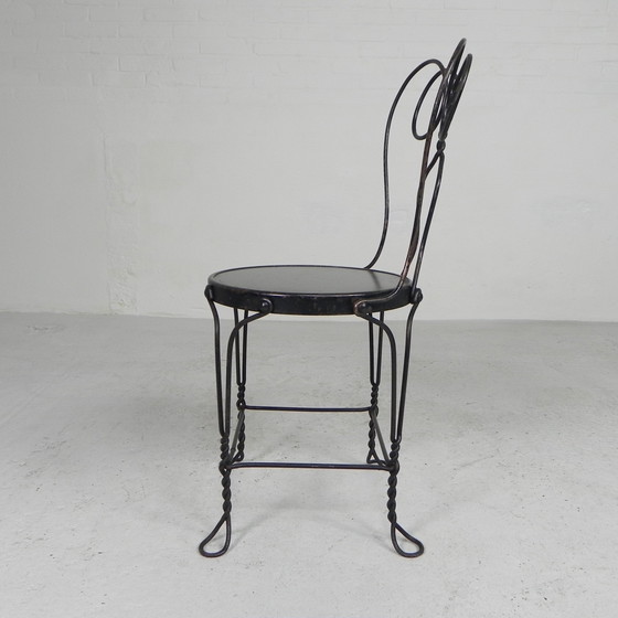 Image 1 of Ornate steel American ice cream parlor chair, 1940s