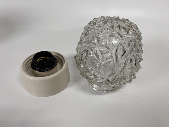 Image 1 of Vintage Seventies Clear Glass Ceiling Lamp 'Diamond'