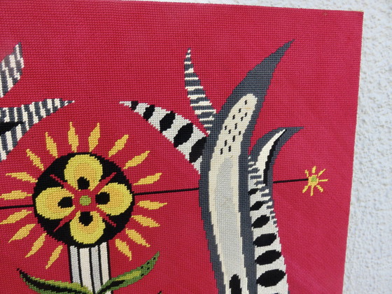 Image 1 of Tapestry "L'Oiseau Lyre" Stylized, Futuristic 60s 70s