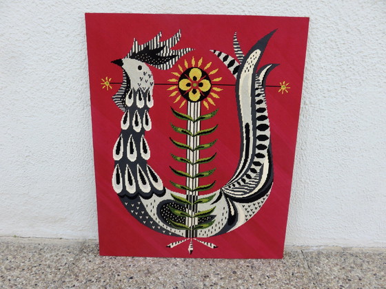 Image 1 of Tapestry "L'Oiseau Lyre" Stylized, Futuristic 60s 70s