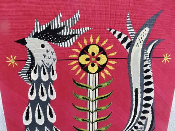 Image 1 of Tapestry "L'Oiseau Lyre" Stylized, Futuristic 60s 70s