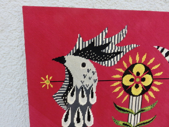 Image 1 of Tapestry "L'Oiseau Lyre" Stylized, Futuristic 60s 70s