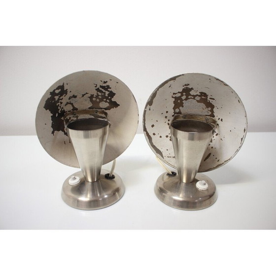 Image 1 of Pair of vintage Bauhaus white table lamps, 1930s