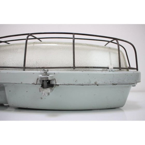 Image 1 of Lampada da soffitto industriale vintage tipo 511 32 01 in metallo e vetro, Cecoslovacchia 1990