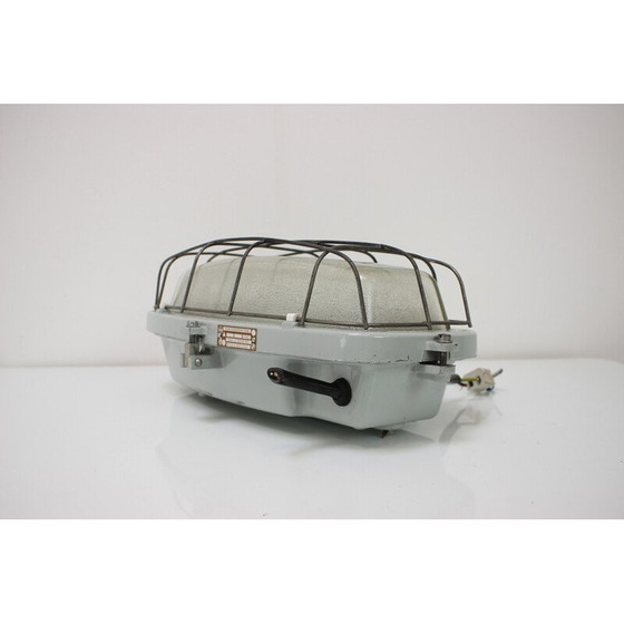 Image 1 of Lampada da soffitto industriale vintage tipo 511 32 01 in metallo e vetro, Cecoslovacchia 1990