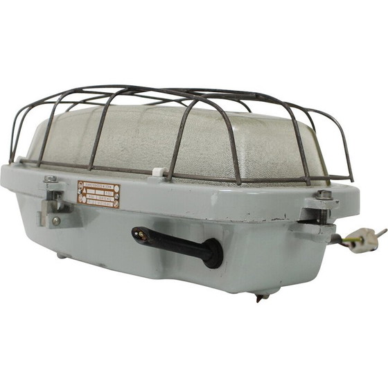 Image 1 of Lampada da soffitto industriale vintage tipo 511 32 01 in metallo e vetro, Cecoslovacchia 1990