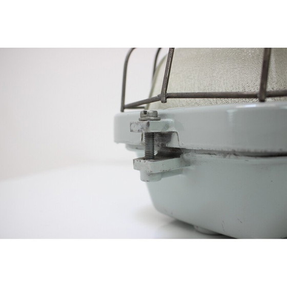 Image 1 of Lampada da soffitto industriale vintage tipo 511 32 01 in metallo e vetro, Cecoslovacchia 1990