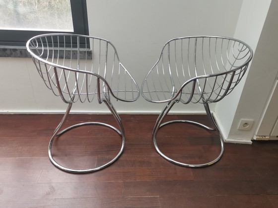 Image 1 of Pair Of Pan Am Armchairs By Gastone Rinaldi For Rima