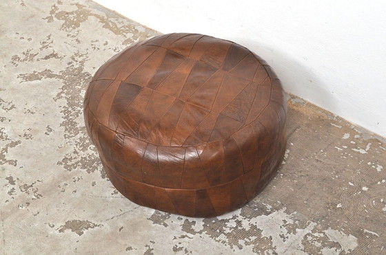 Image 1 of Vintage Leather Patchwork Pouf 1970s