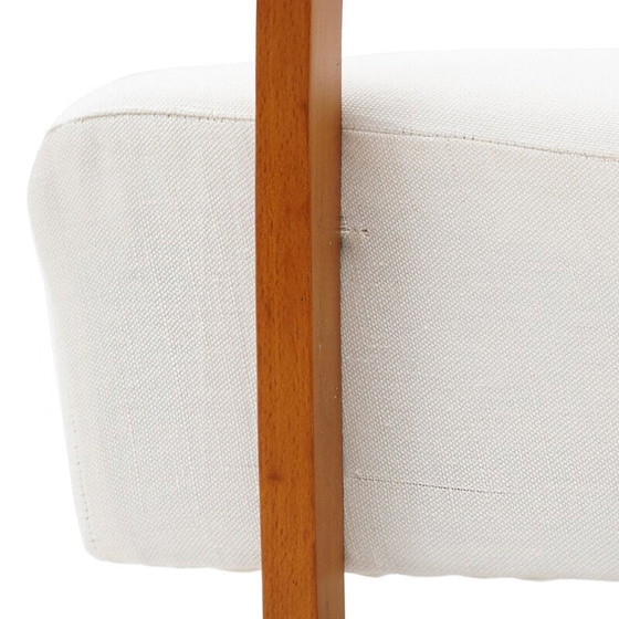 Image 1 of Vintage 2-seater sofa in upholstered wood and white fabric, Italy 1940