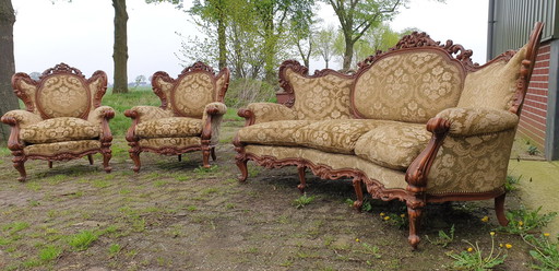 Curved Baroque Sofa With Armchairs