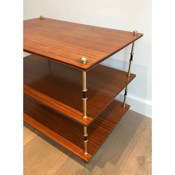 Image 1 of Pair of vintage mahogany and brass consoles by Maison Jansen, France 1940